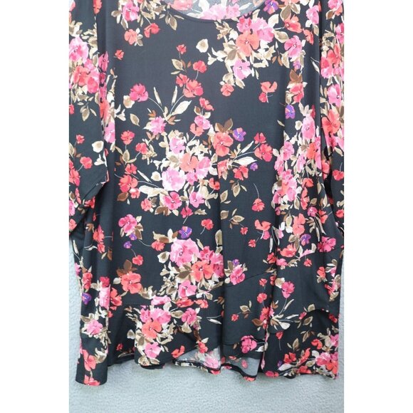 Susan Graver 3/4 Sleeve Dark Floral Tunic-Size 3X-Whimsigoth - Picture 2 of 10